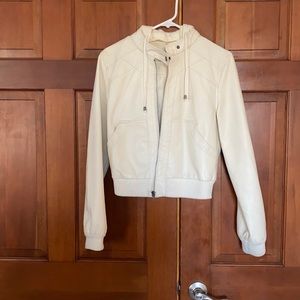 Cream Faux Leather Jacket